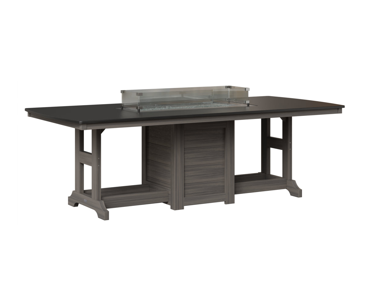 Berlin Gardens Garden Classic 44" x 96" Rectangular Fire Table in Coastal Gray, Hammered Black top