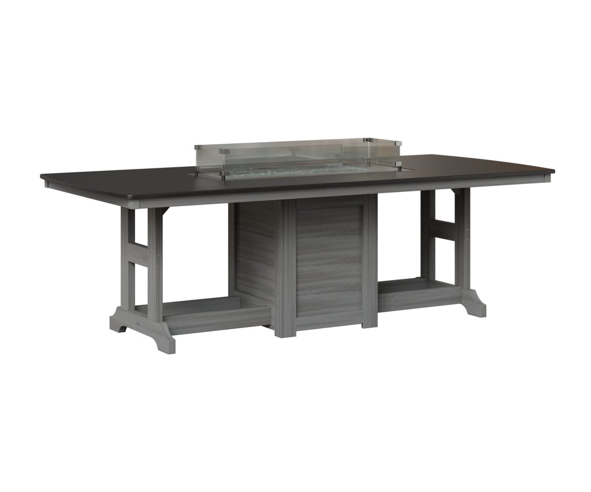 Berlin Gardens Garden Classic 44" x 96" Rectangular Fire Table in Driftwood Gray, Hammered Black top