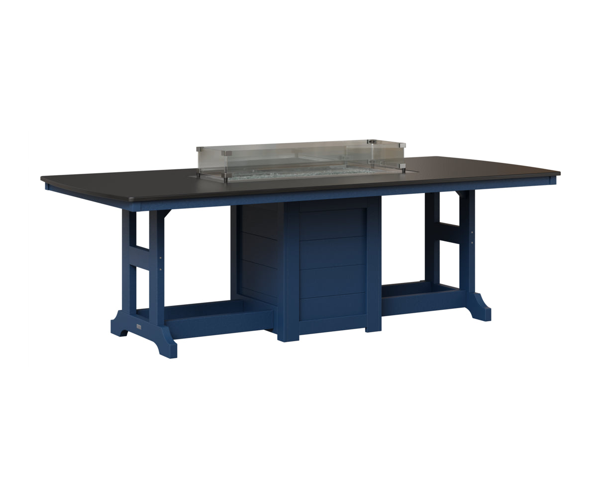 Berlin Gardens Garden Classic 44" x 96" Rectangular Fire Table in Navy Blue, Hammered Black top