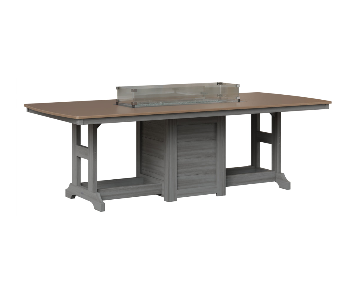 Berlin Gardens Garden Classic 44" x 96" Rectangular Fire Table in Driftwood Gray, Hammered Bronze top
