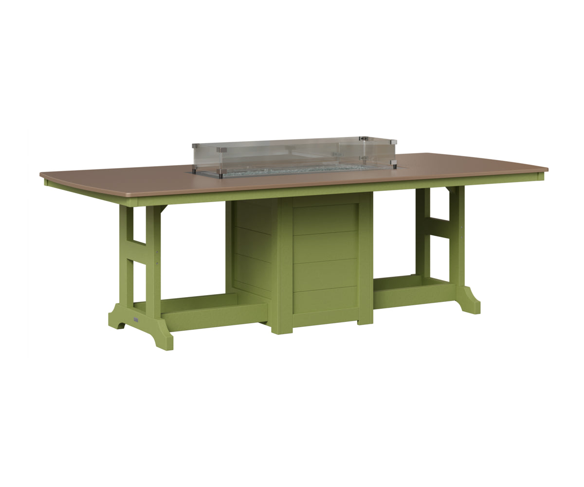 Berlin Gardens Garden Classic 44" x 96" Rectangular Fire Table in Kiwi Green, Hammered Bronze top