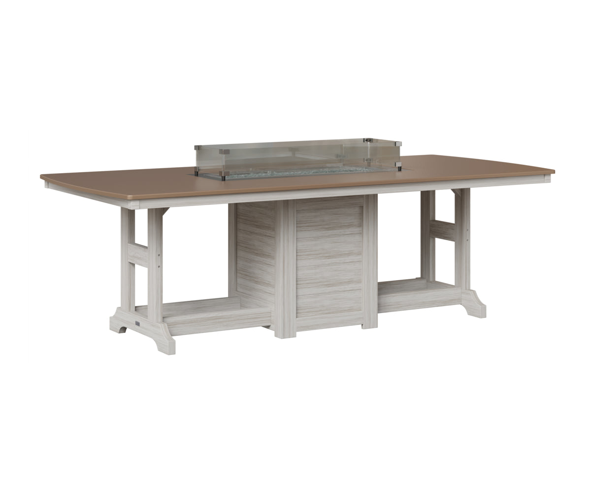 Berlin Gardens Garden Classic 44" x 96" Rectangular Fire Table in Seashell, Hammered Bronze top