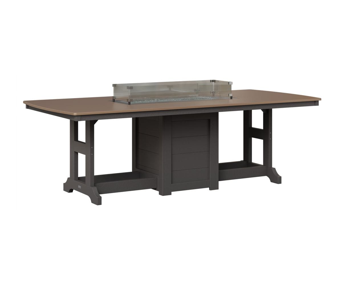 Berlin Gardens Garden Classic 44" x 96" Rectangular Fire Table in Smoke Gray, Hammered Bronze top