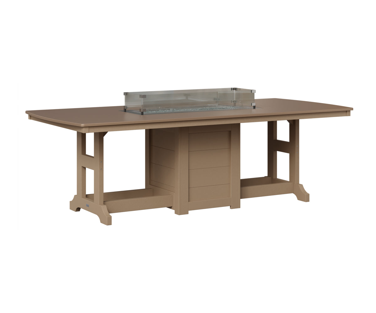 Berlin Gardens Garden Classic 44" x 96" Rectangular Fire Table in Weatherwood, Hammered Bronze top