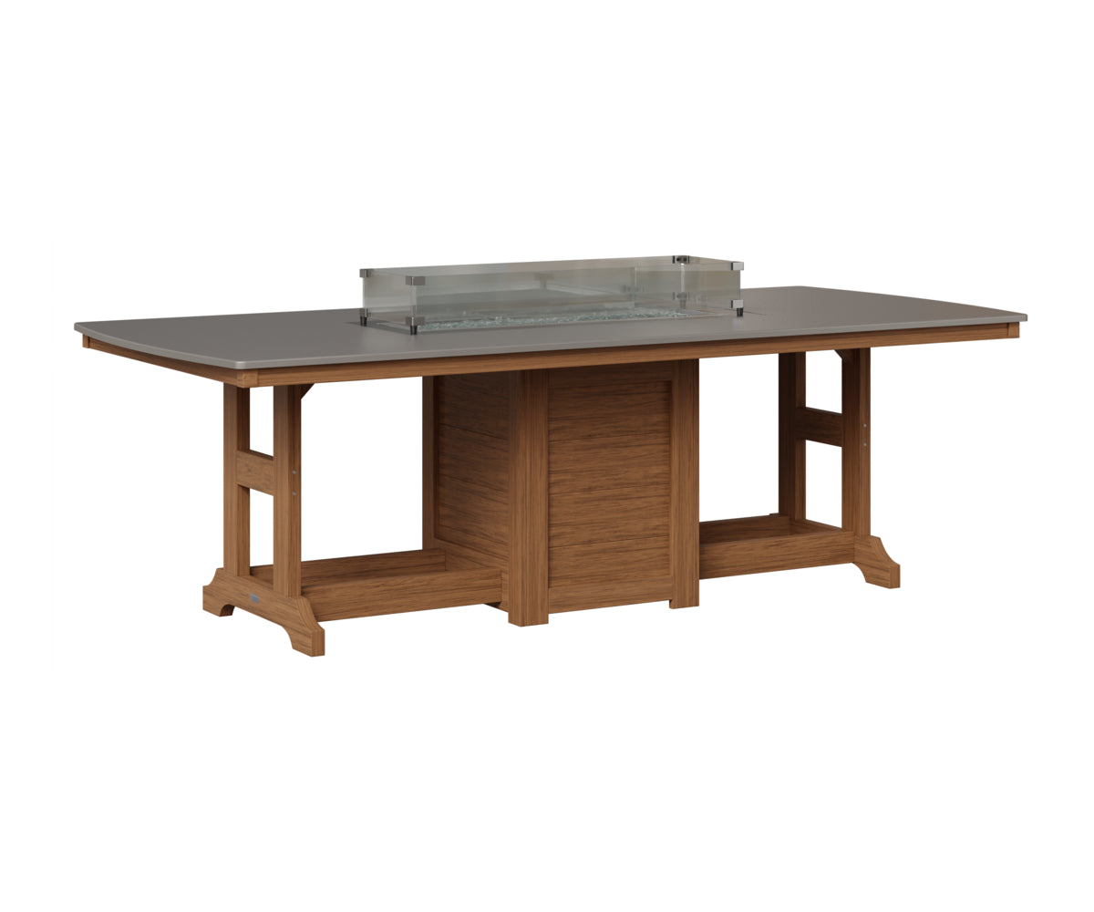Berlin Gardens Garden Classic 44" x 96" Rectangular Fire Table in Antique Mahogany, Hammered Stainless top