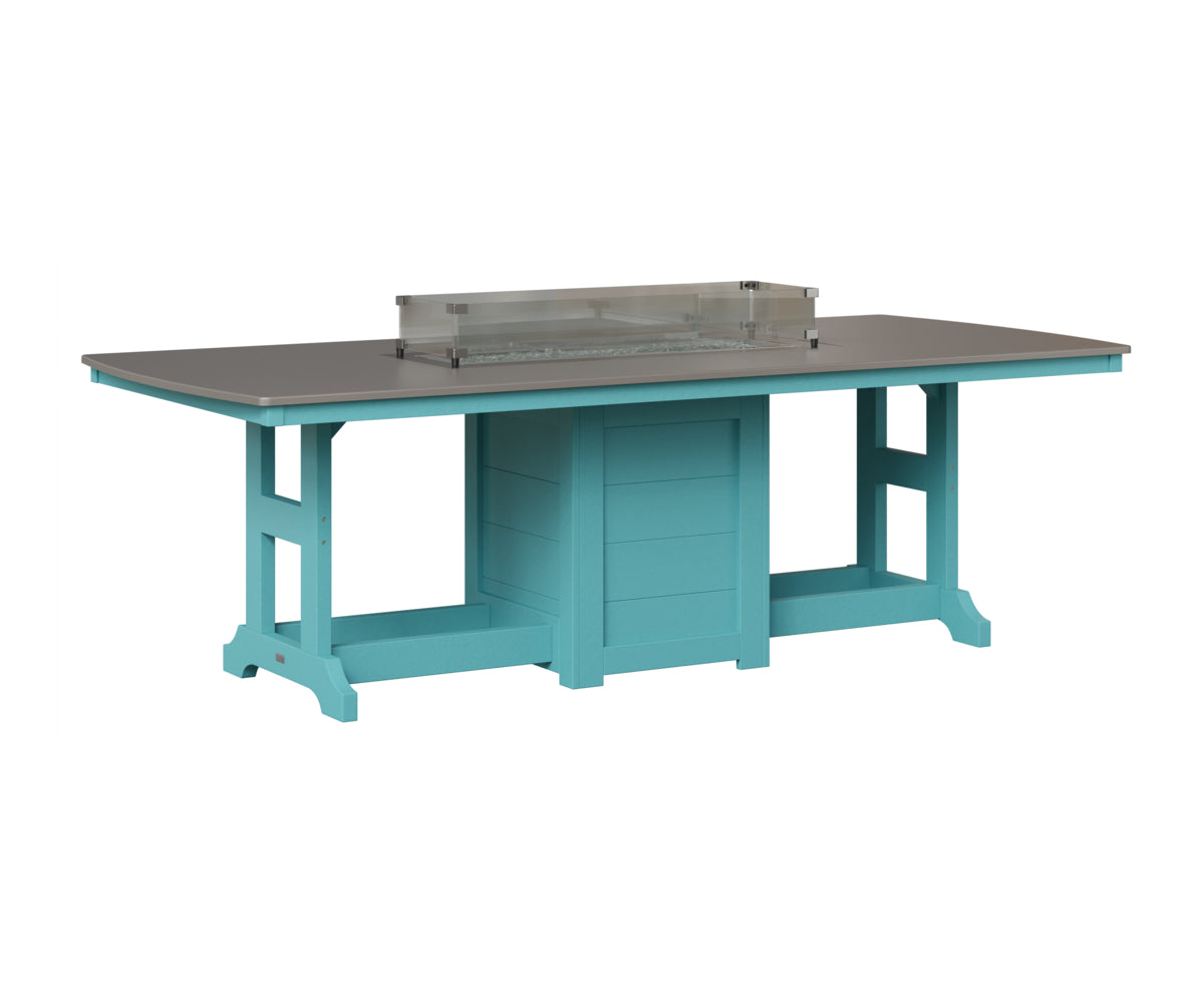 Berlin Gardens Garden Classic 44" x 96" Rectangular Fire Table in Aruba Blue, Hammered Stainless top