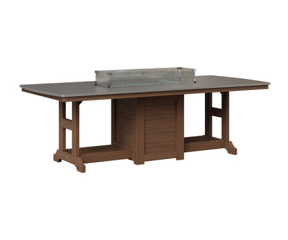 Berlin Gardens Garden Classic 44" x 96" Rectangular Fire Table in Brazilian Walnut, Hammered Stainless top