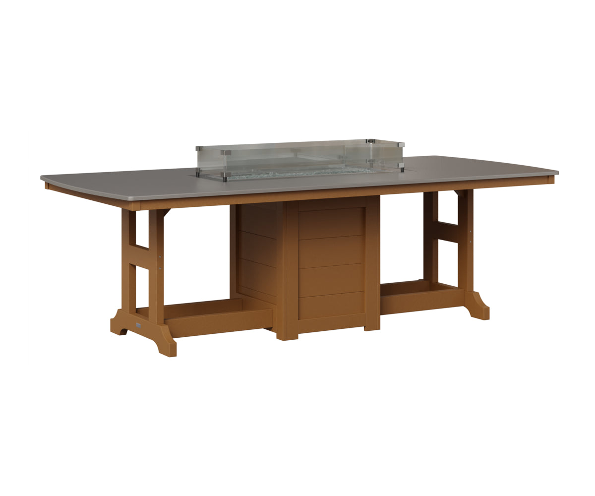 Berlin Gardens Garden Classic 44" x 96" Rectangular Fire Table in Cedar, Hammered Stainless top