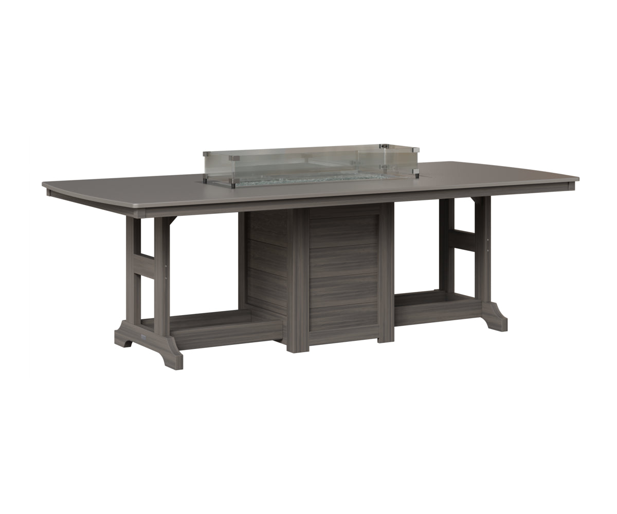 Berlin Gardens Garden Classic 44" x 96" Rectangular Fire Table in Coastal Gray, Hammered Stainless top