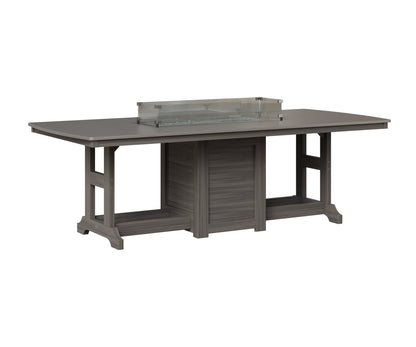 Berlin Gardens Garden Classic 44" x 96" Rectangular Fire Table in Coastal Gray, Hammered Stainless top