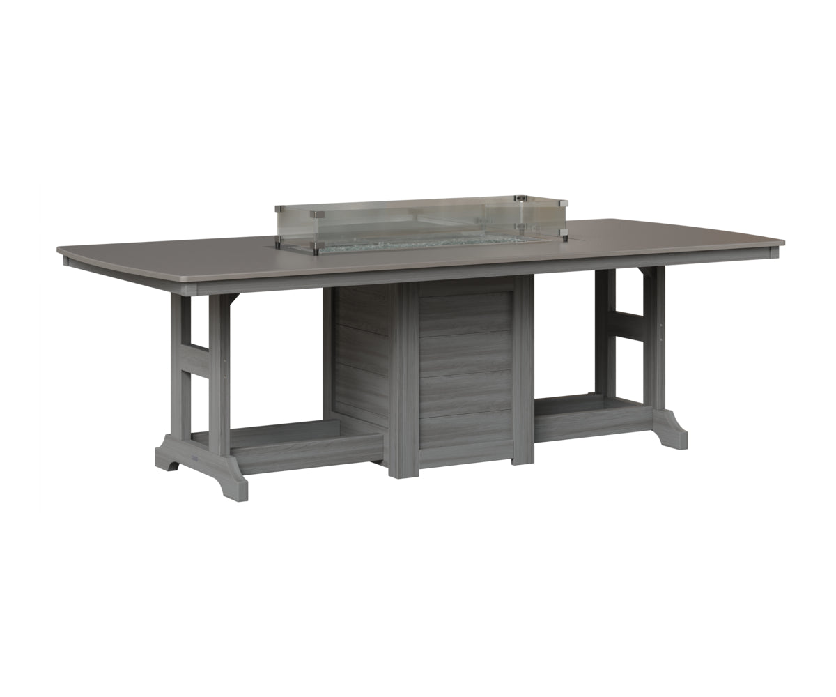 Berlin Gardens Garden Classic 44" x 96" Rectangular Fire Table in Driftwood Gray, Hammered Stainless top