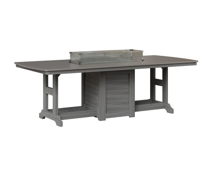 Berlin Gardens Garden Classic 44" x 96" Rectangular Fire Table in Driftwood Gray, Hammered Stainless top