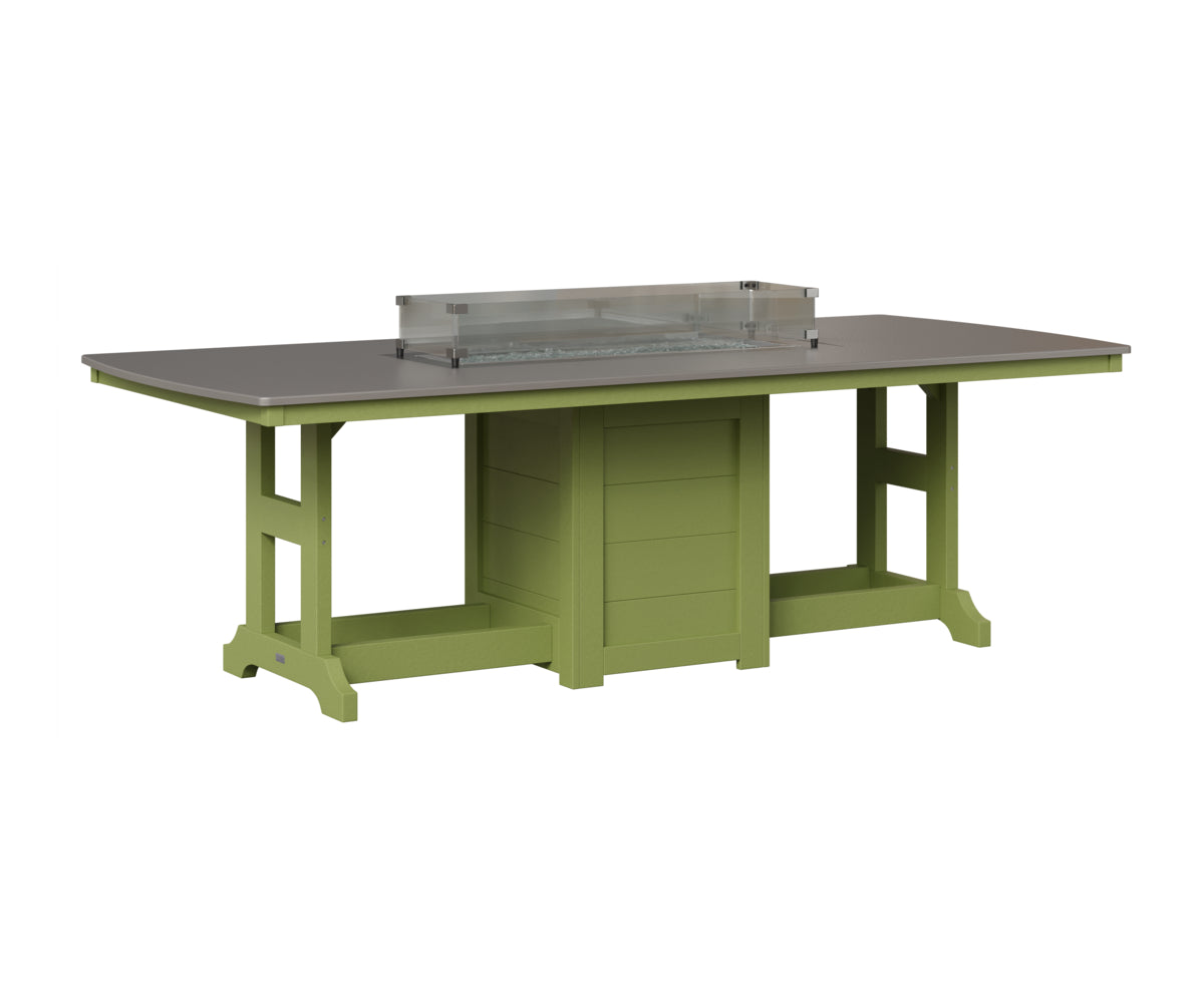 Berlin Gardens Garden Classic 44" x 96" Rectangular Fire Table in Kiwi Green, Hammered Stainless top