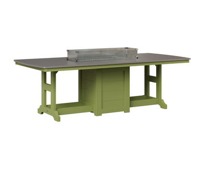 Berlin Gardens Garden Classic 44" x 96" Rectangular Fire Table in Kiwi Green, Hammered Stainless top