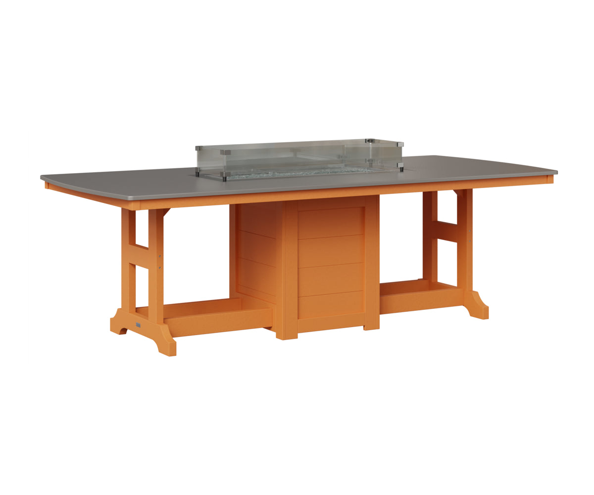 Berlin Gardens Garden Classic 44" x 96" Rectangular Fire Table in Mango Orange, Hammered Stainless top