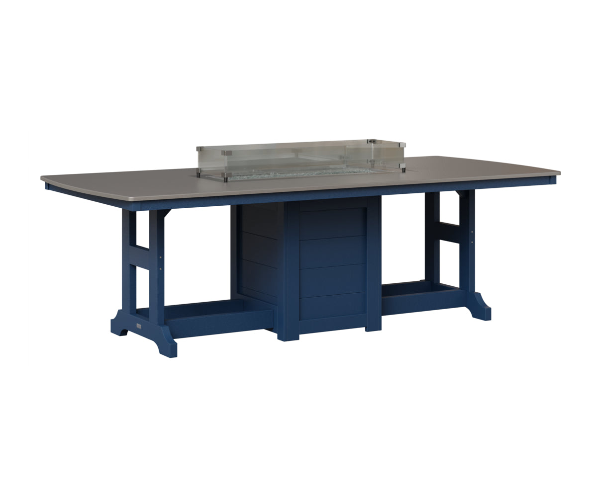 Berlin Gardens Garden Classic 44" x 96" Rectangular Fire Table in Navy Blue, Hammered Stainless top