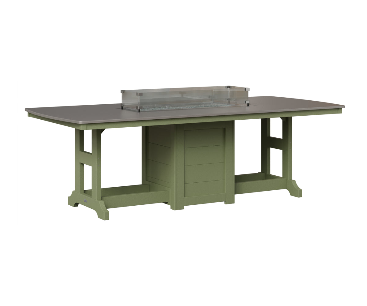 Berlin Gardens Garden Classic 44" x 96" Rectangular Fire Table in Sage, Hammered Stainless top