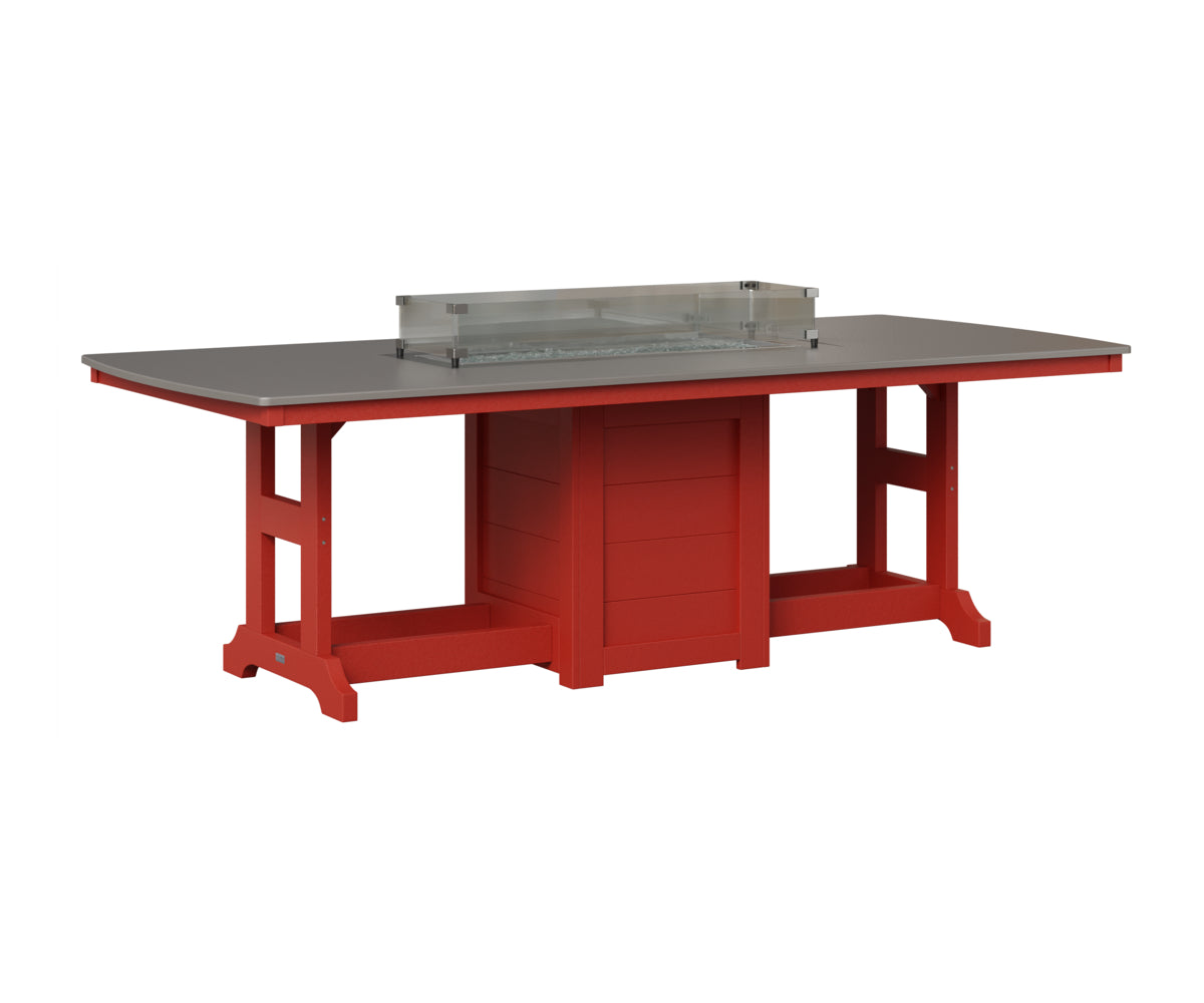 Berlin Gardens Garden Classic 44" x 96" Rectangular Fire Table in Scarlet Red, Hammered Stainless top
