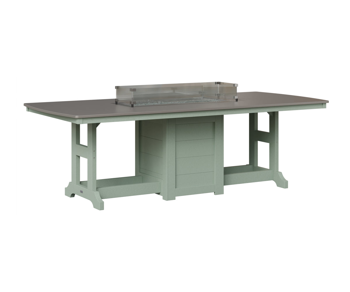 Berlin Gardens Garden Classic 44" x 96" Rectangular Fire Table in Sea Foam, Hammered Stainless top