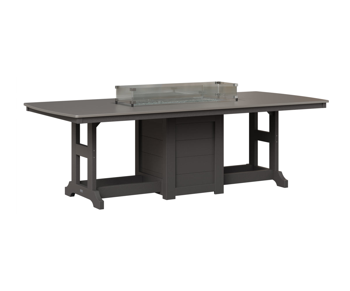 Berlin Gardens Garden Classic 44" x 96" Rectangular Fire Table in Smoke Gray, Hammered Stainless top