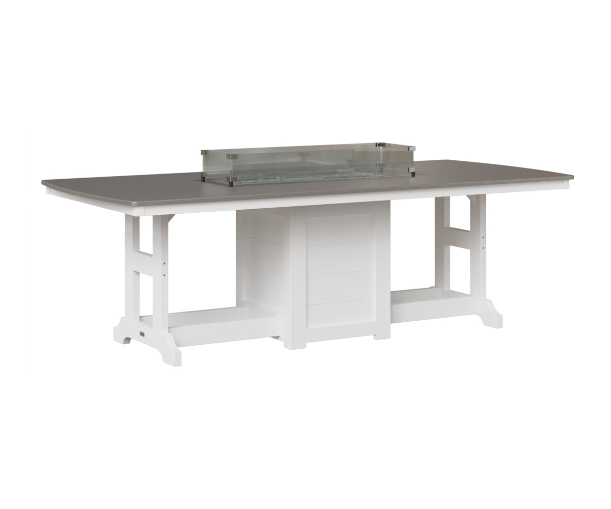 Berlin Gardens Garden Classic 44" x 96" Rectangular Fire Table in White, Hammered Stainless top