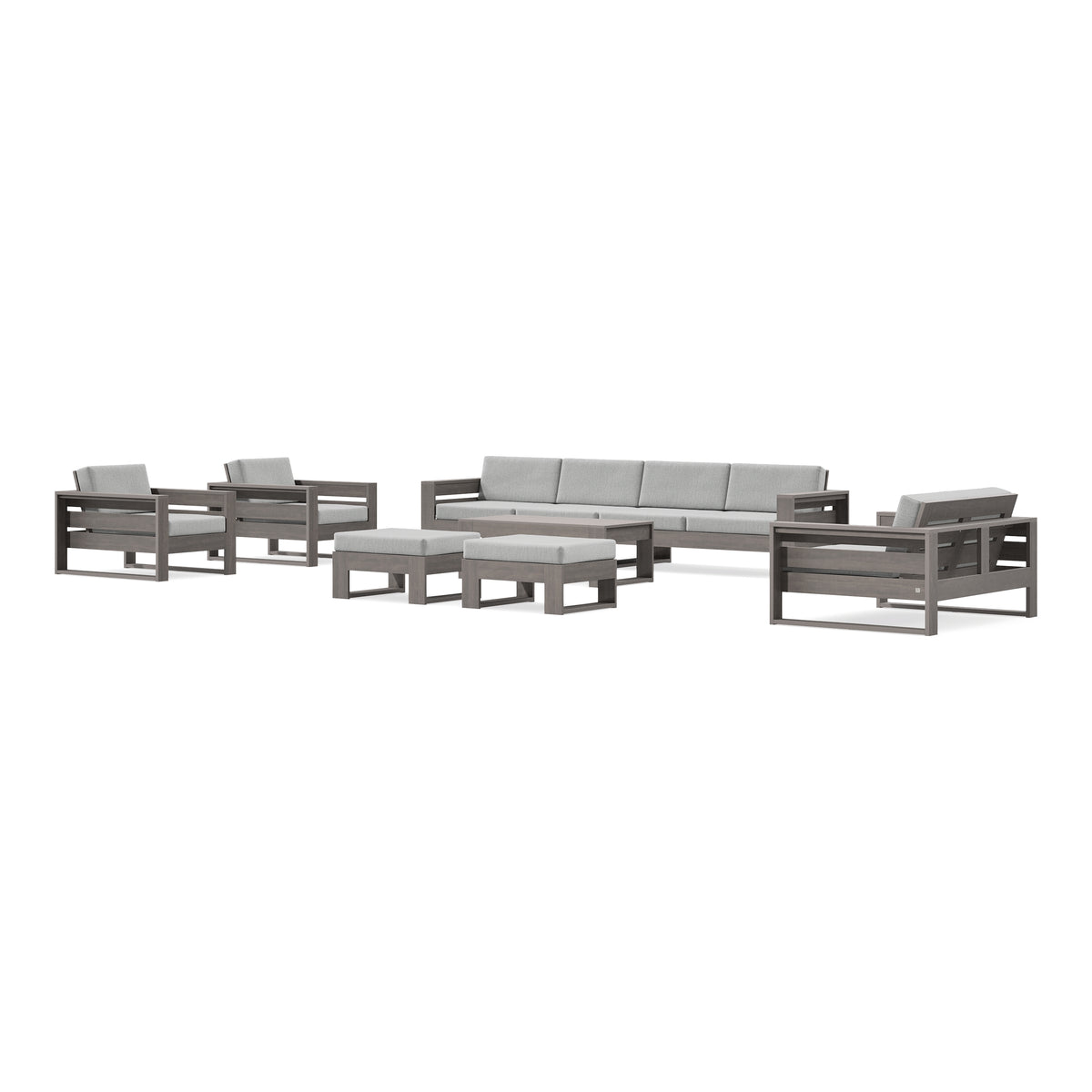 POLYWOOD PW Designer Series Latitude 8-Piece Lounge Sofa Set in Driftwood / Granite