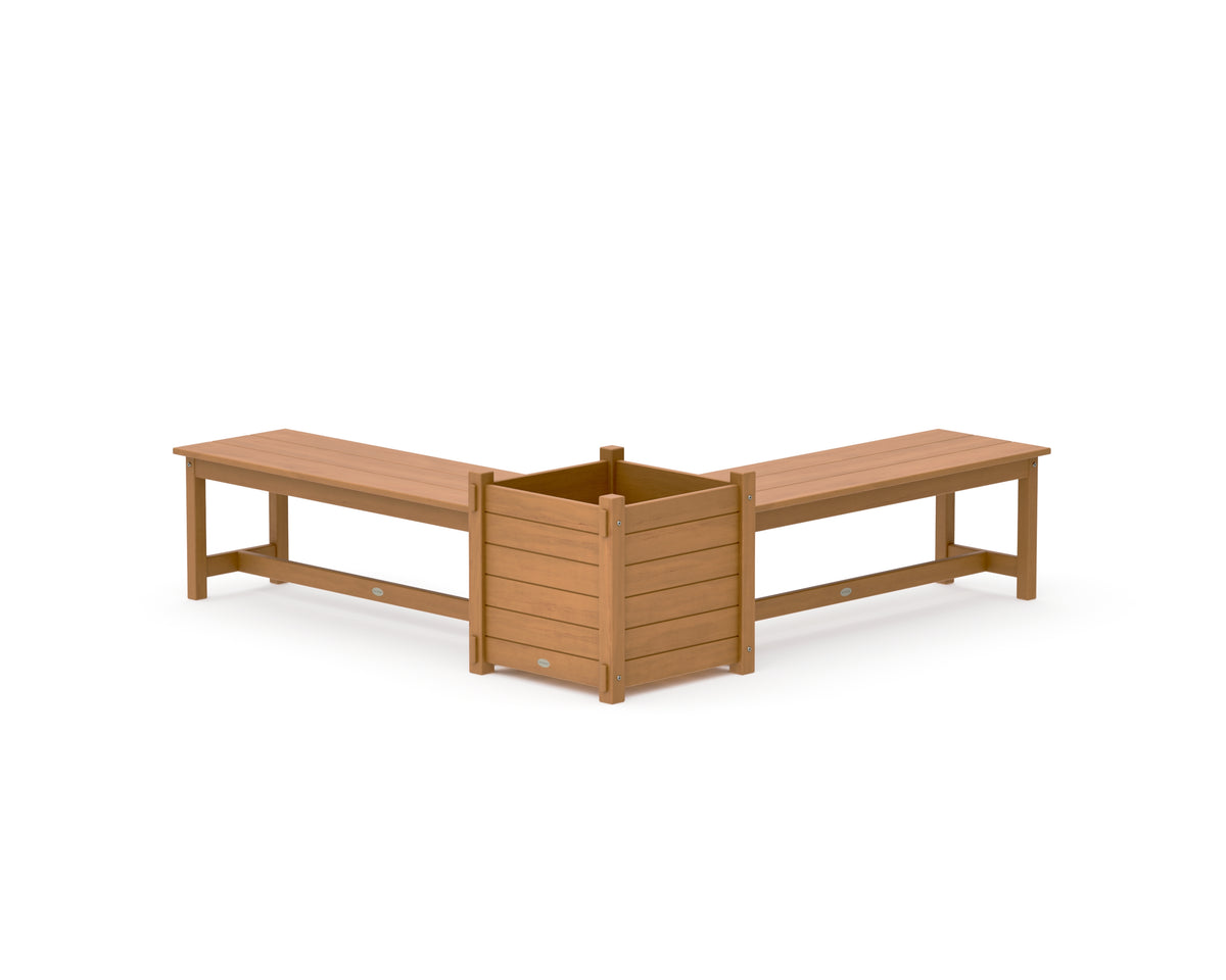 POLYWOOD 48" Nautical L-Shaped Planter Bench Set - Large in Natural