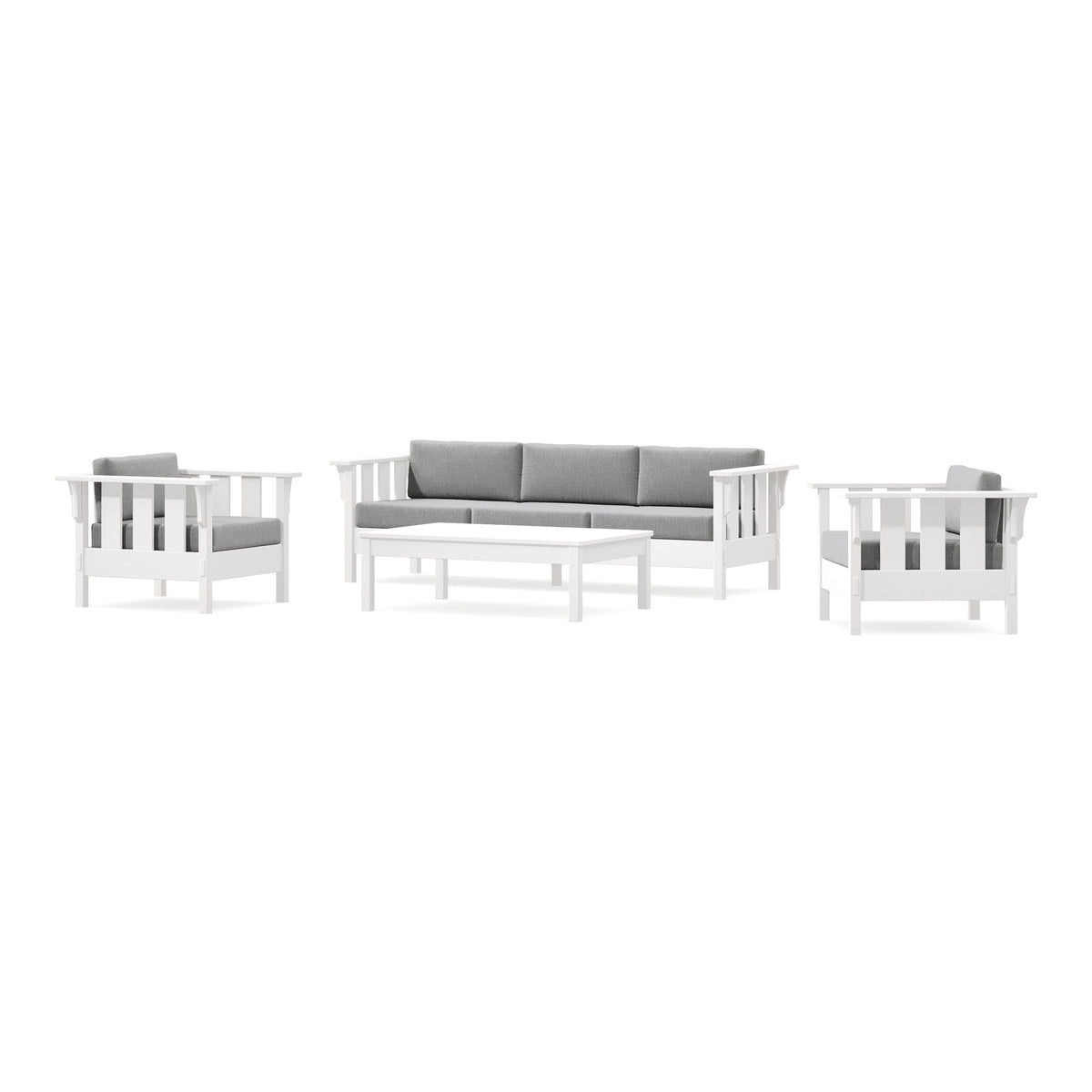 POLYWOOD Acadia 4-Piece Deep Seating Set with Sofa in Vintage White / Grey Mist