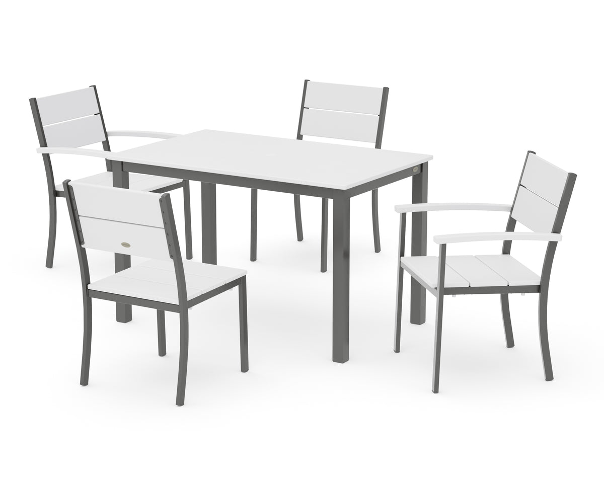 POLYWOOD Main Street 5-Piece Dining Set with Main Street 30 x 48 Dining Table in Charcoal / White