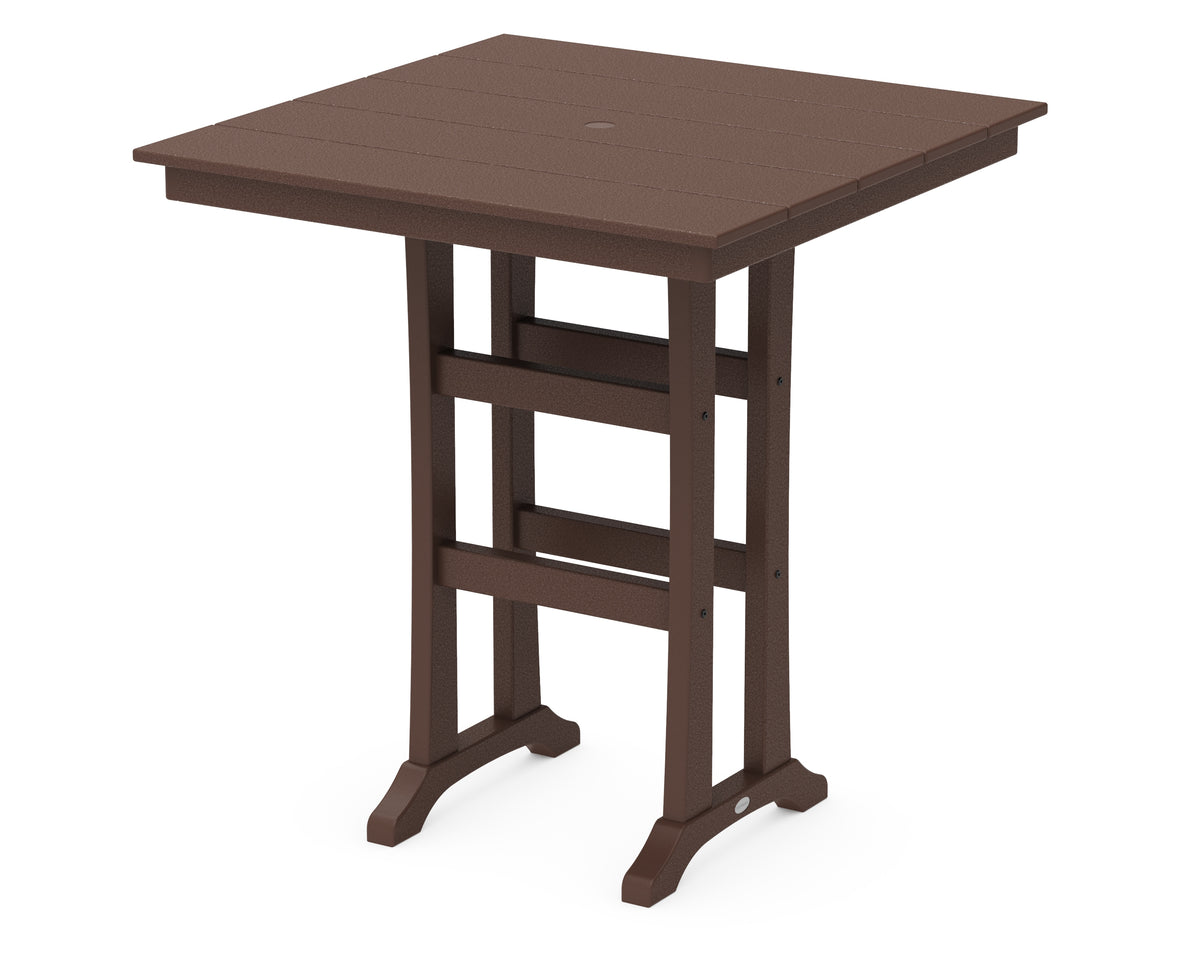 POLYWOOD Farmhouse Trestle 37" Bar Table in Mahogany