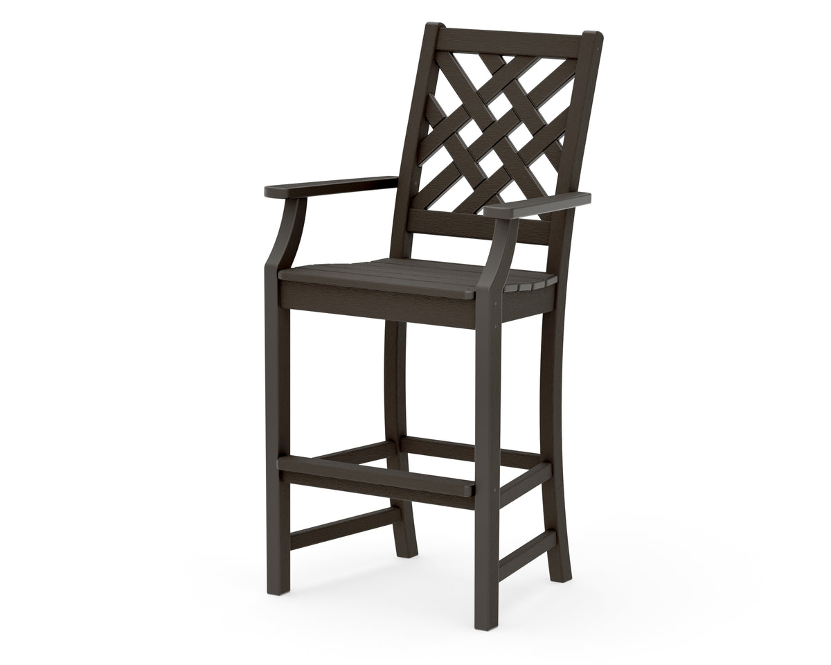POLYWOOD Wovendale Bar Arm Chair in Vintage Coffee