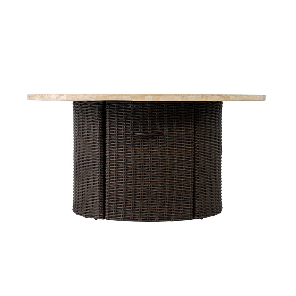 Lloyd Flanders Mesa 48" Round Fire Table with Stone Top, lifestyle photo 1