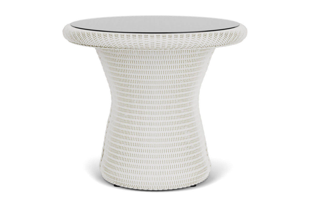Lloyd Flanders Lloyd Loom 24" Round End Table – 2x2 Weave in Matte White