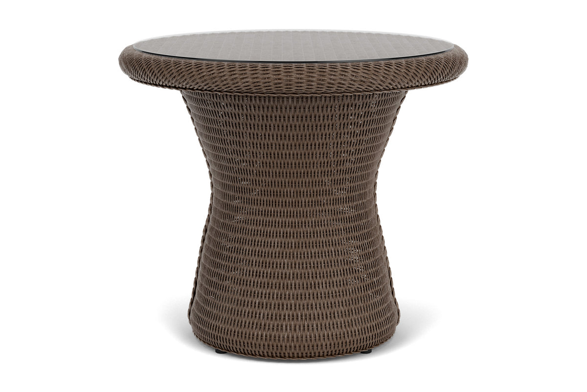 Lloyd Flanders Lloyd Loom 24" Round End Table – 2x2 Weave in Bark