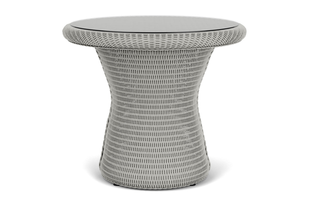 Lloyd Flanders Lloyd Loom 24" Round End Table – 2x2 Weave in Platinum