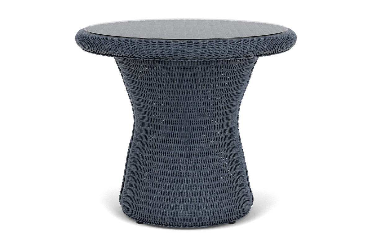 Lloyd Flanders Lloyd Loom 24" Round End Table – 2x2 Weave in Denim Blue