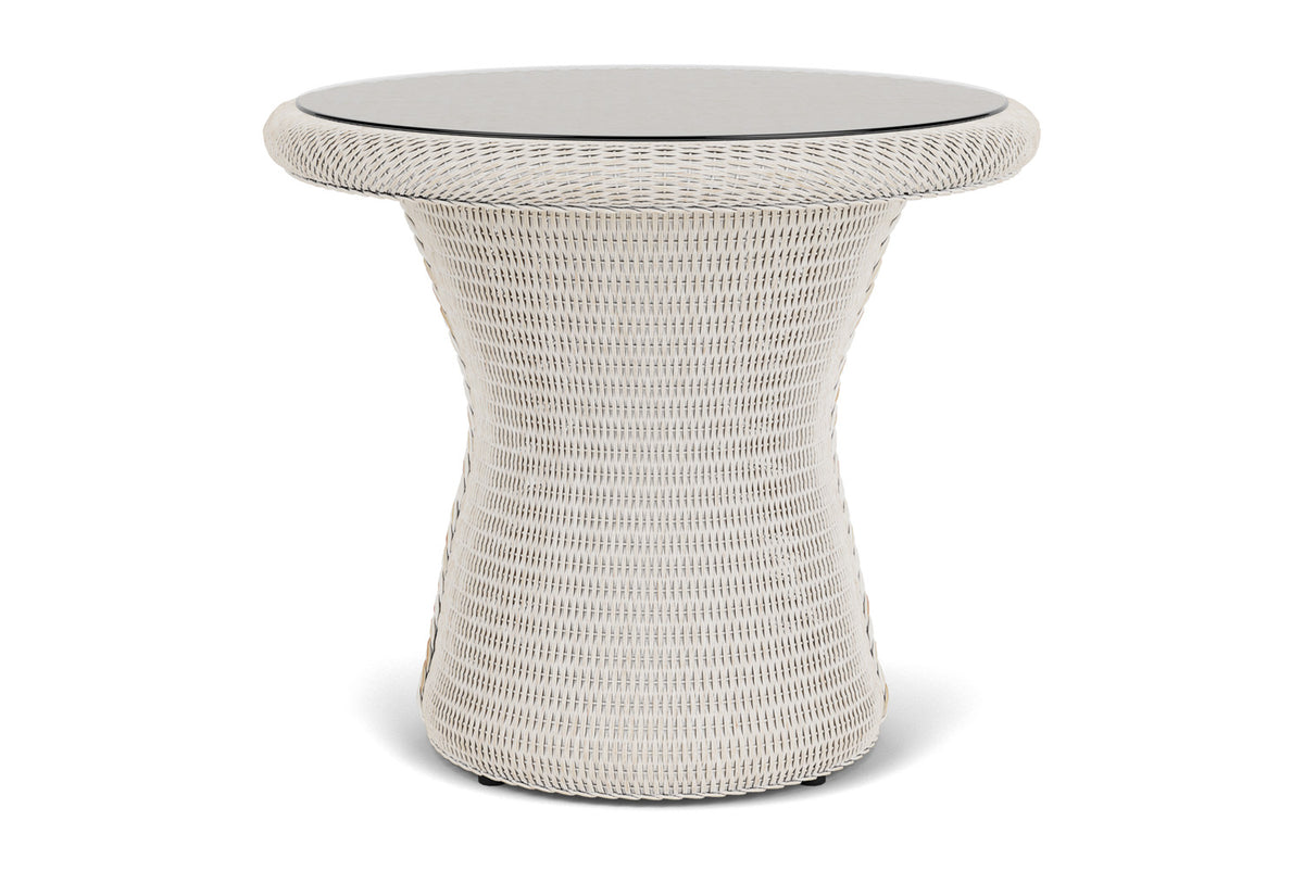 Lloyd Flanders Lloyd Loom 24" Round End Table – 2x2 Weave in Antique White