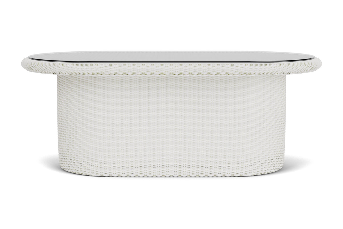 Lloyd Flanders Lloyd Loom 50" Oval Cocktail Table – 2x2 Weave in Matte White