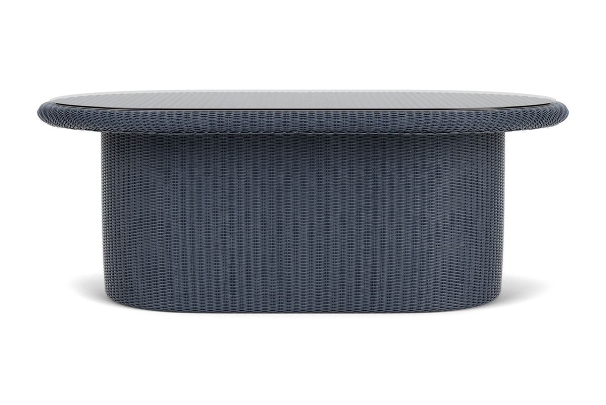 Lloyd Flanders Lloyd Loom 50" Oval Cocktail Table – 2x2 Weave in Denim Blue