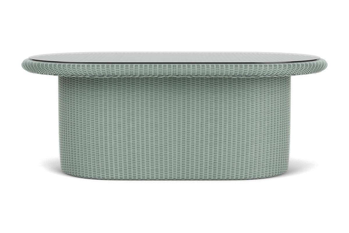 Lloyd Flanders Lloyd Loom 50" Oval Cocktail Table – 2x2 Weave in Sea Glass