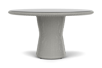 Lloyd Flanders Lloyd Loom 54" Round Pedestal Dining Table – 2x2 Weave in Platinum