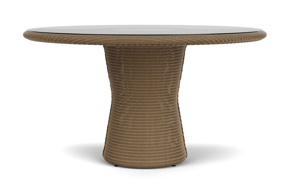 Lloyd Flanders Lloyd Loom 54" Round Pedestal Dining Table – 2x2 Weave in Fawn