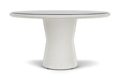 Lloyd Flanders Lloyd Loom 54" Round Pedestal Dining Table – 2x2 Weave in Matte White