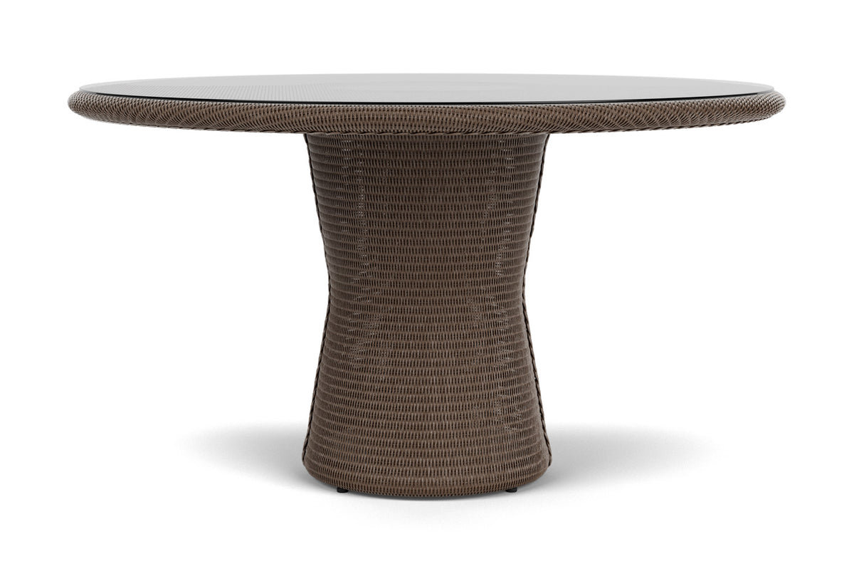 Lloyd Flanders Lloyd Loom 54" Round Pedestal Dining Table – 2x2 Weave in Bark