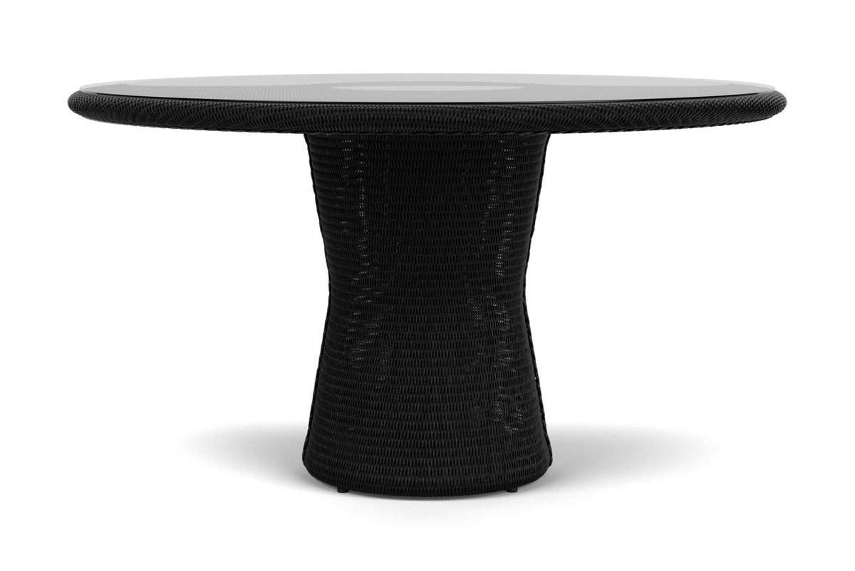 Lloyd Flanders Lloyd Loom 54" Round Pedestal Dining Table – 2x2 Weave in Ebony