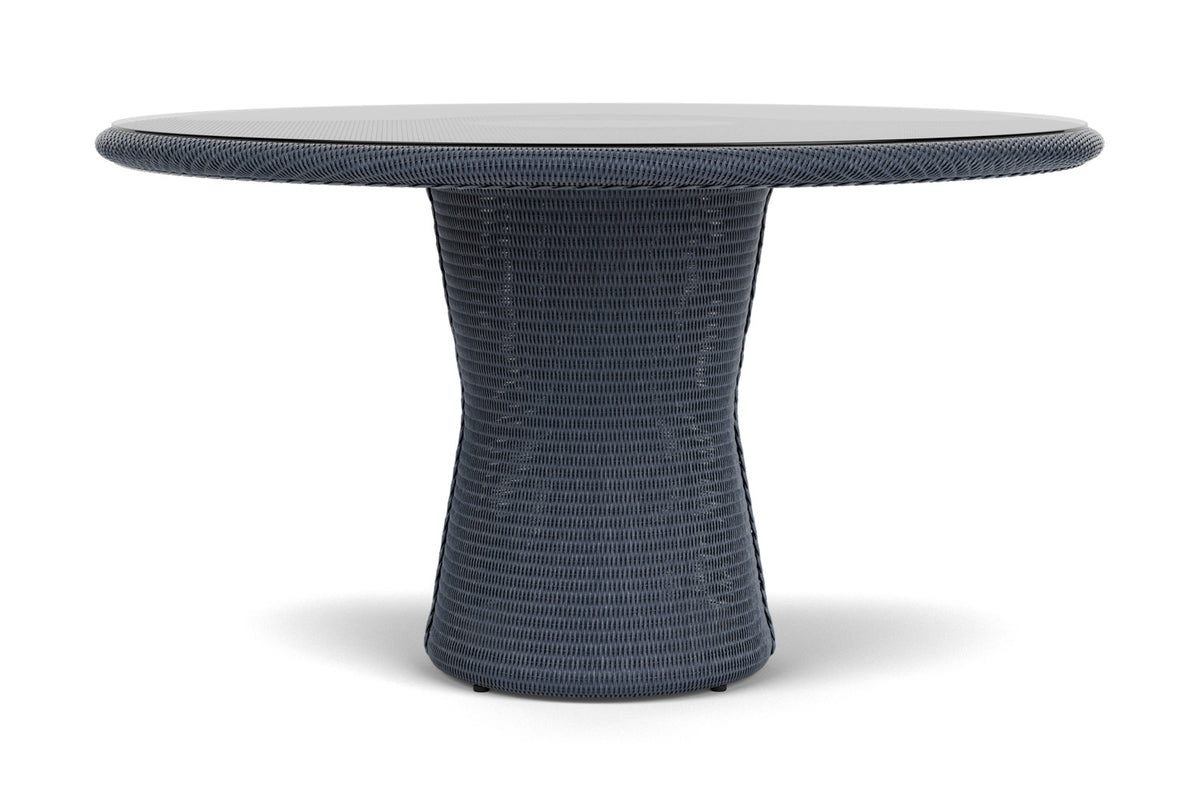 Lloyd Flanders Lloyd Loom 54" Round Pedestal Dining Table – 2x2 Weave in Denim Blue