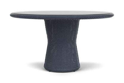 Lloyd Flanders Lloyd Loom 54" Round Pedestal Dining Table – 2x2 Weave in Denim Blue