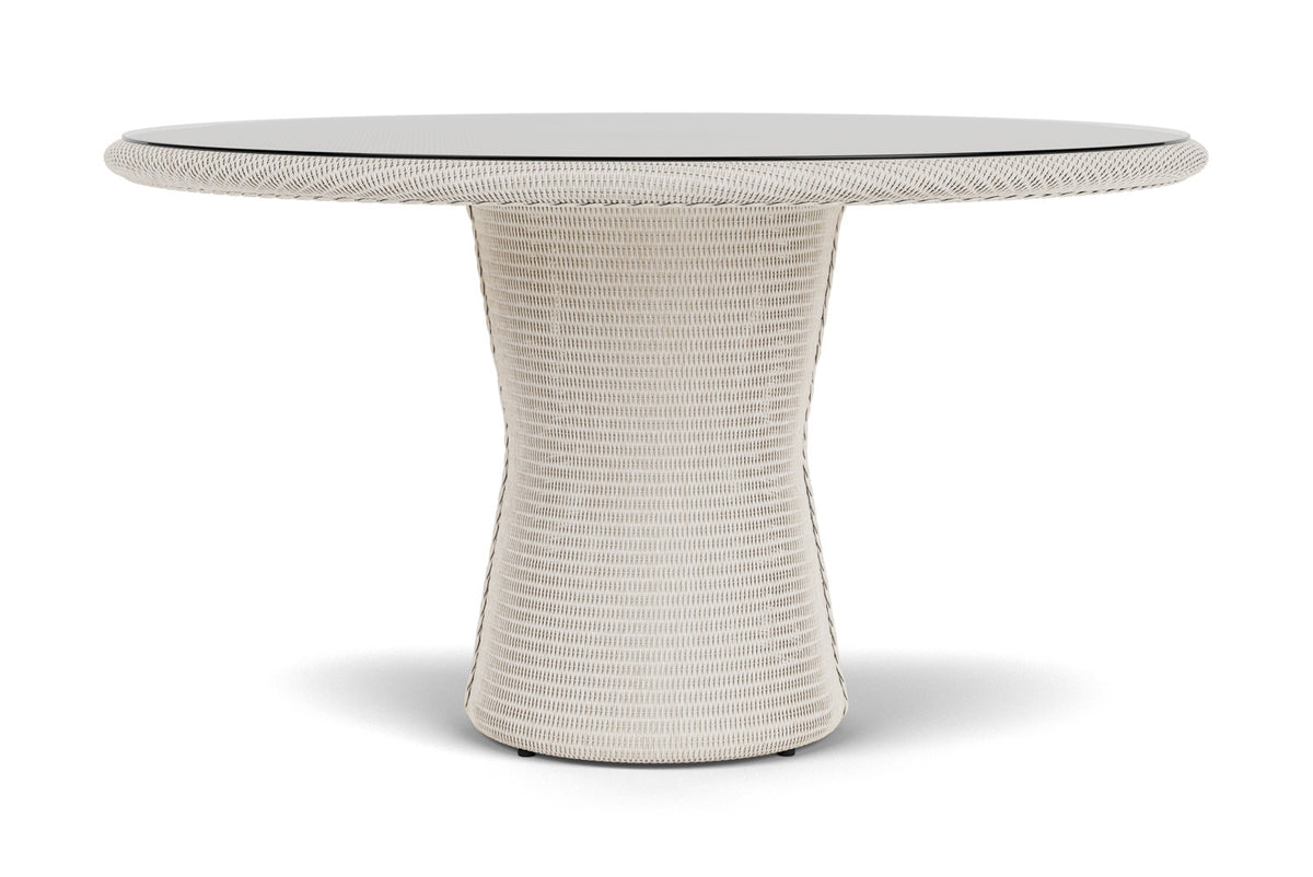 Lloyd Flanders Lloyd Loom 54" Round Pedestal Dining Table – 2x2 Weave in Antique White