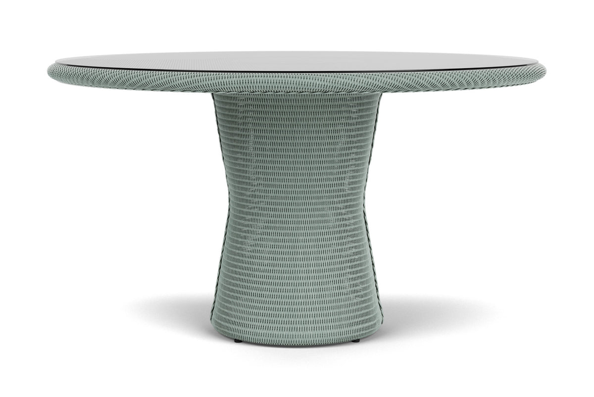 Lloyd Flanders Lloyd Loom 54" Round Pedestal Dining Table – 2x2 Weave in Sea Glass