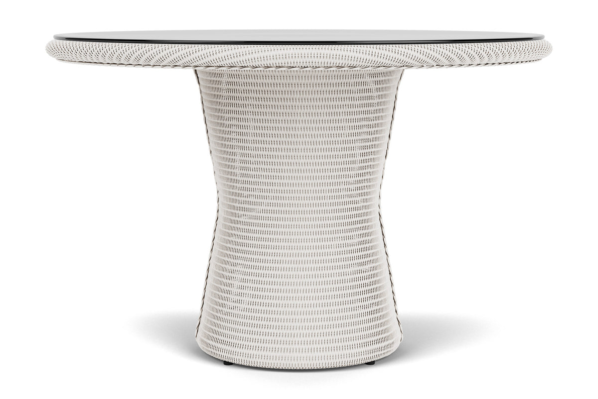 Lloyd Flanders Lloyd Loom 48" Round Pedestal Dining Table – 2x2 Weave in White